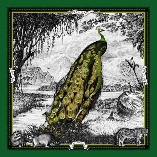 Batic matase naturala-Peacock Feathers - verde