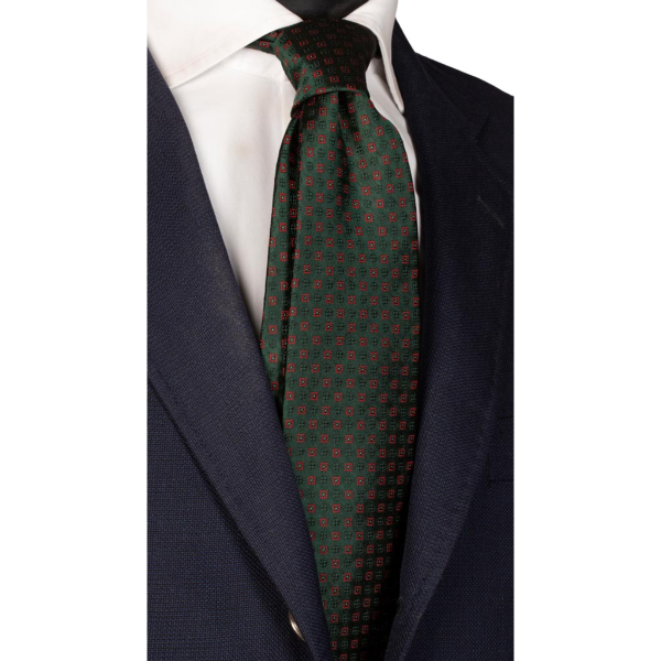 Cravată-de-mătase-verde-fantezie-roșu-alb- AN6241