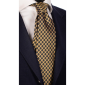 Cravată-de-mătase-verde-măslin-galben-auriu-în carouri-2226