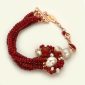Brățară Glam din Agat rubiniu și perle de cultură albe