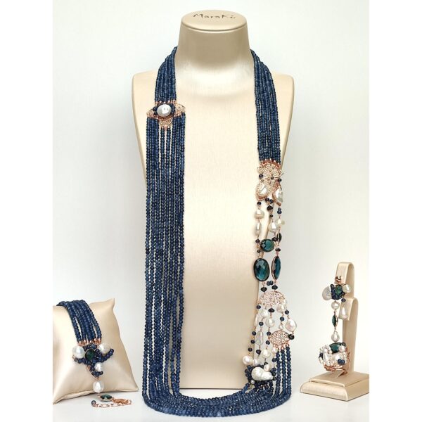 Set magnifique din perle de cultura si agat albastru safir 3 Set magnifique din perle de cultura si agat albastru safir 3