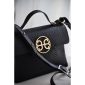 Belle Leather Handbag - Black Textured