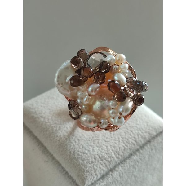 Inel enigma din cuart fumuriu si perla baroc Inel enigma din cuart fumuriu si perla baroc