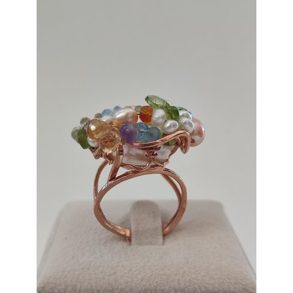 Inel majestic din cuart multicolor si perla baroc 2 Inel majestic din cuart multicolor si perla baroc 2