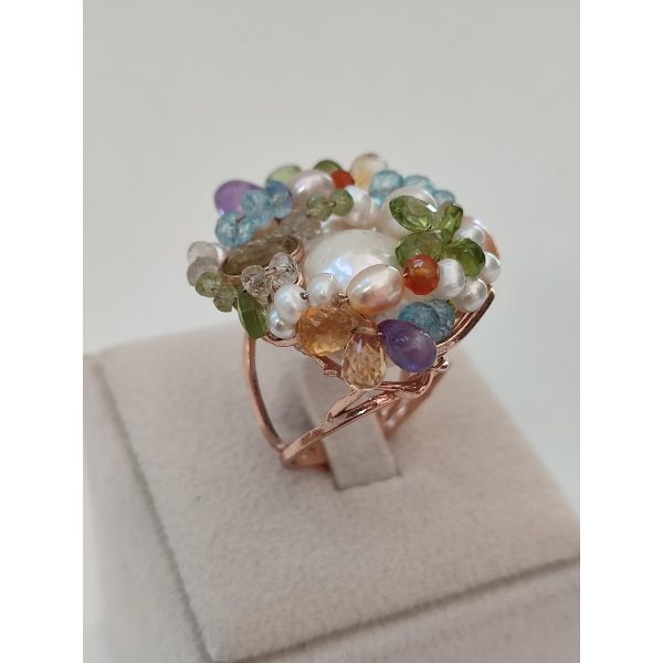 Inel majestic din cuart multicolor si perla baroc 3 Inel majestic din cuart multicolor si perla baroc 3