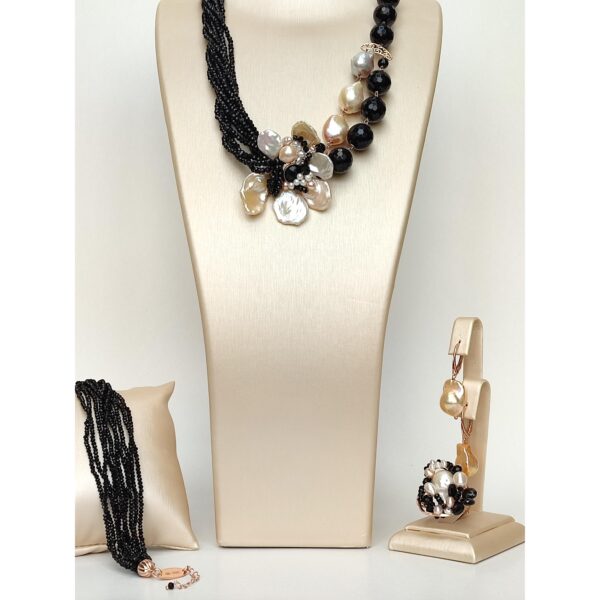 Set mystique din agat negru si perle de cultura unicat 5