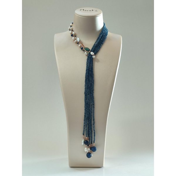 Colier siren din agat albastru safir si perle 2 Colier siren din agat albastru safir si perle 2