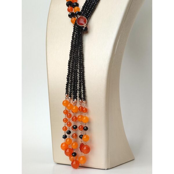 Colier siren din agat negru si portocaliu Colier siren din agat negru si portocaliu
