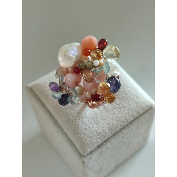 Inel rainbow din opal cuart si perle 1 Inel rainbow din opal cuart si perle 1