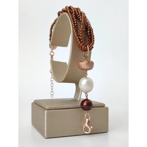 Bratara infinity din hematit natural si perle de cultura 1 Bratara infinity din hematit natural si perle de cultura 1