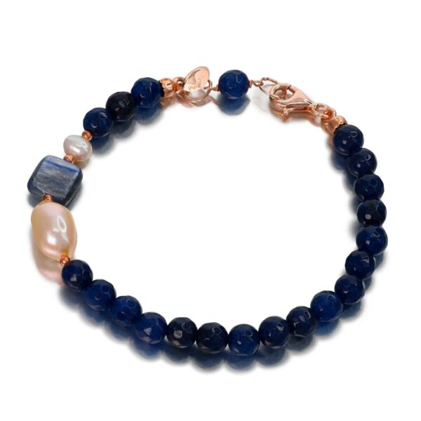 Bratara Armonia cu agat albastru și perle.