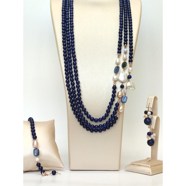 Set armonia din agat albastru si perle 3 Set armonia din agat albastru si perle 3