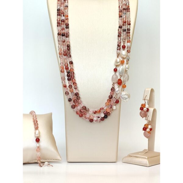 Set armonia din cuart roz si perle 3 Set armonia din cuart roz si perle 3
