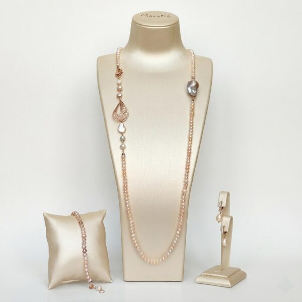 Set fantasy din perle de cultura roz 6 Set fantasy din perle de cultura roz 6