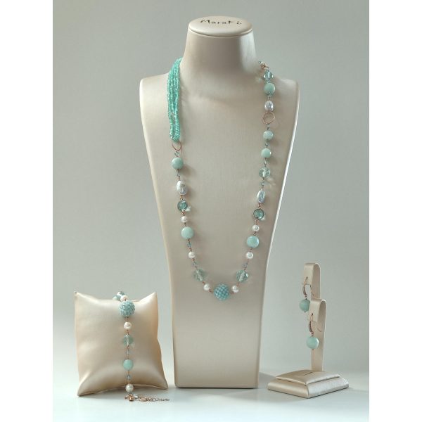 Set sensation din cuart amazonit acvamarin si perle 1
