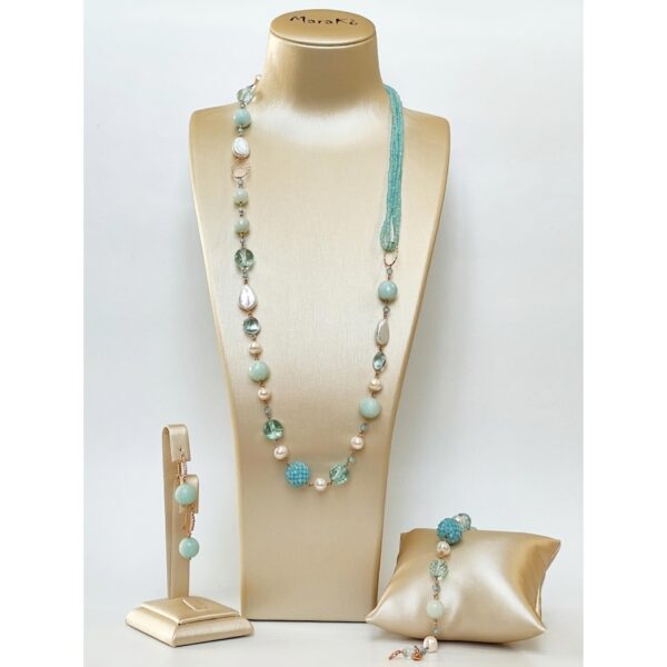 Set sensation din cuart amazonit acvamarin si perle 2 Set sensation din cuart amazonit acvamarin si perle 2
