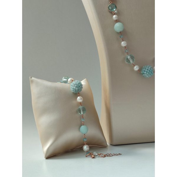 Set sensation din cuart amazonit acvamarin si perle Set sensation din cuart amazonit acvamarin si perle