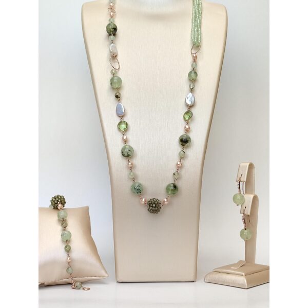 Set sensation din cuart rutilat verde si perle 3 Set sensation din cuart rutilat verde si perle 3