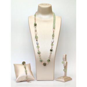 Set sensation din cuart rutilat verde si perle