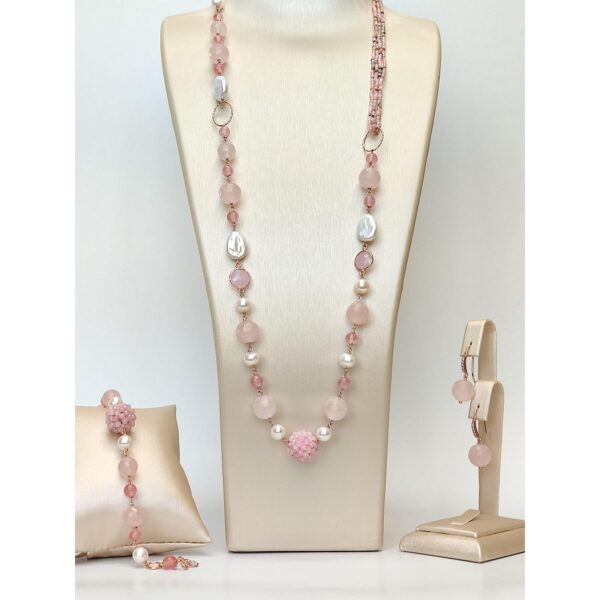 Set sensation din perle cuart si opal roz 3 Set sensation din perle cuart si opal roz 3