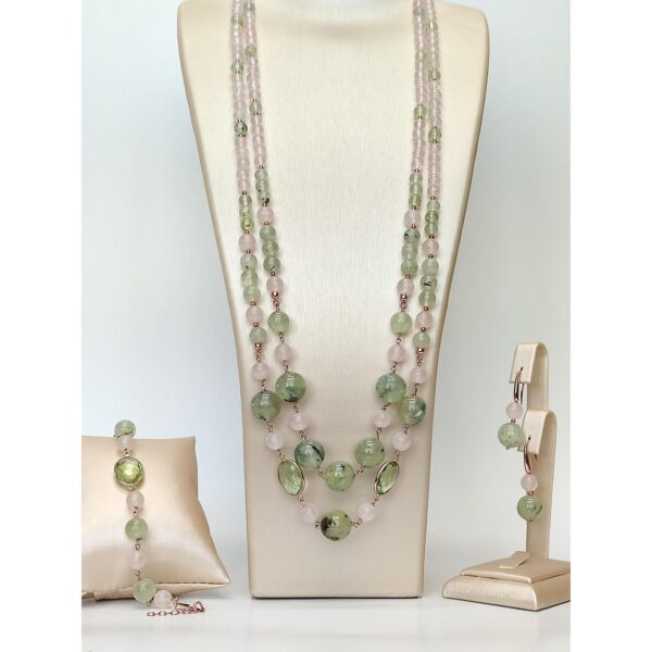 Set wonders din cuart roz si cuart rutilat verde 2 Set wonders din cuart roz si cuart rutilat verde 2