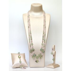 Set wonders din cuart roz si cuart rutilat verde