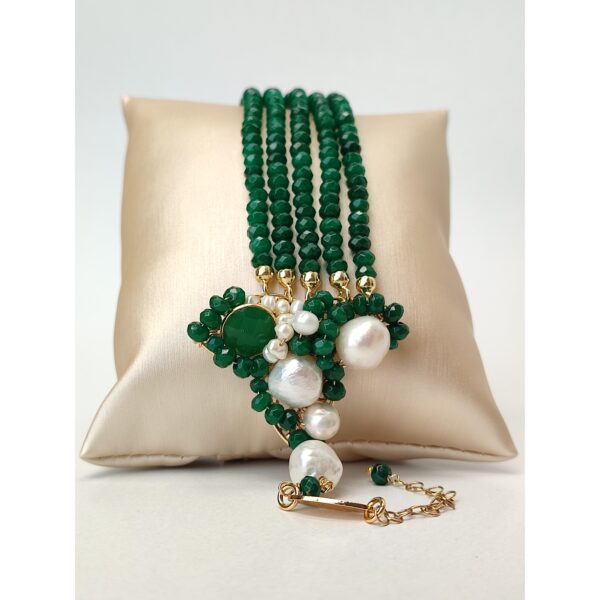 Bratara deluxe din agat verde si perle de cultura Bratara deluxe din agat verde si perle de cultura
