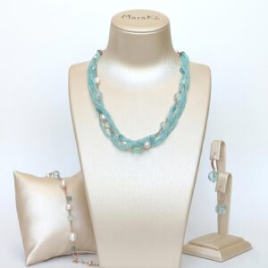 Set allure din acvamarin apatit cuart si perle 10