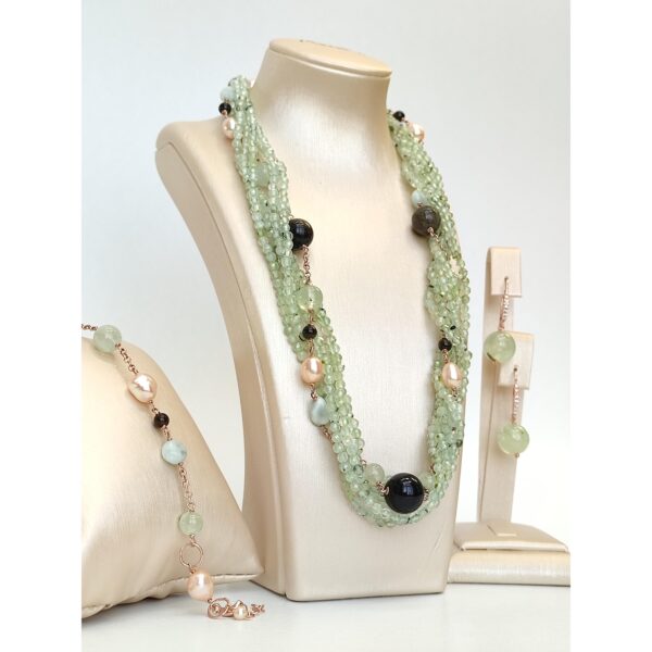 Set allure din cuart obsidian diaspor si perle 1