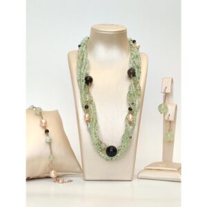 Set allure din cuart obsidian diaspor si perle