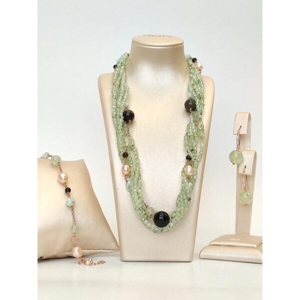 Set allure din cuart obsidian diaspor si perle Set allure din cuart obsidian diaspor si perle