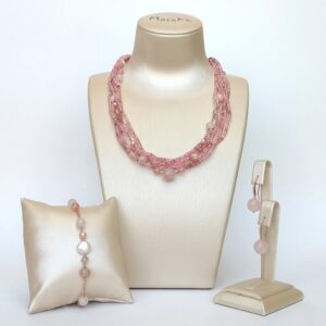 Set allure din cuart roz opal si perle 10