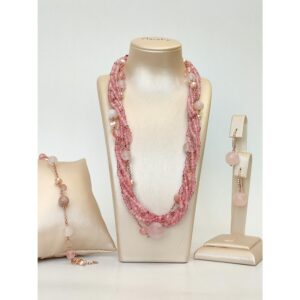 Set allure din cuart roz opal si perle