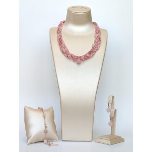 Set allure din cuart roz opal si perle 9