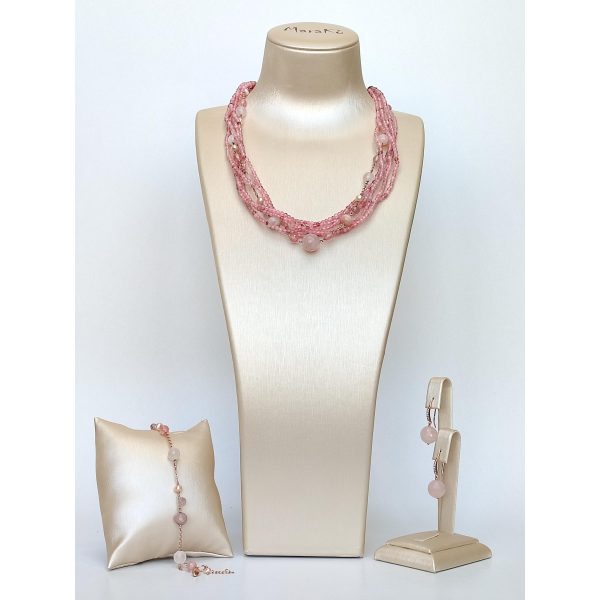 Set allure din cuart roz opal si perle 9