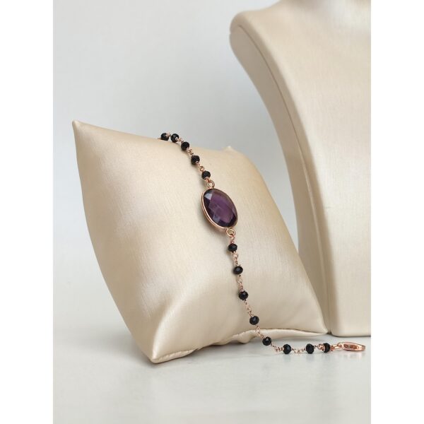 Bratara fortuna rozariu cu spinel negru si ametist 4 Bratara fortuna rozariu cu spinel negru si ametist 4
