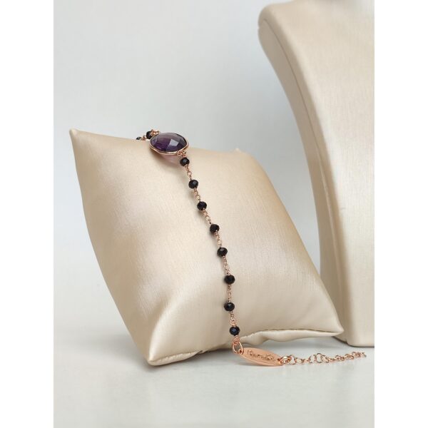 Bratara fortuna rozariu cu spinel negru si ametist 5 Bratara fortuna rozariu cu spinel negru si ametist 5