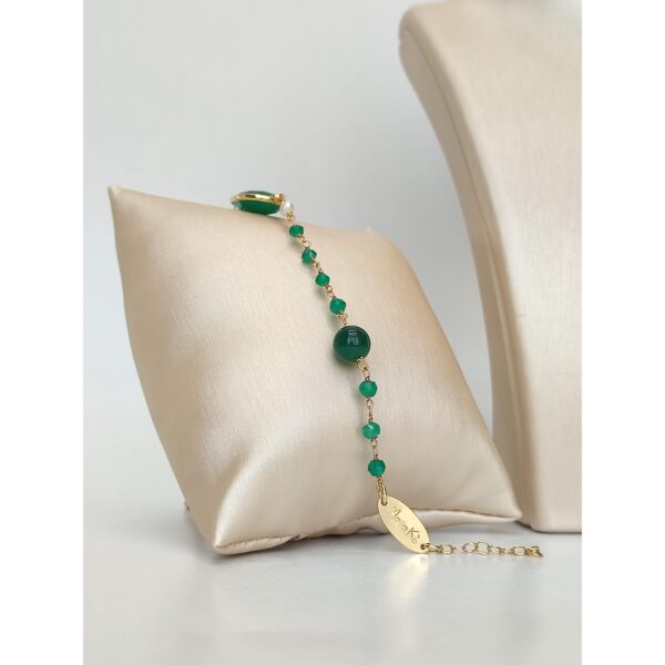 Bratara verda din agat verde smarald si perle 1 Bratara verda din agat verde smarald si perle 1