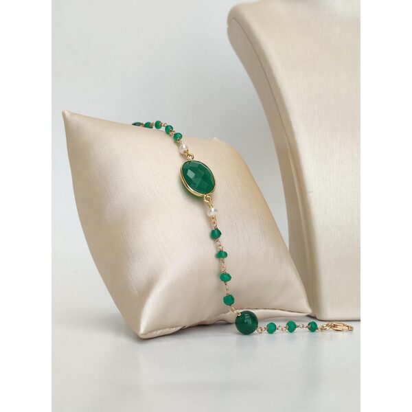 Bratara verda din agat verde smarald si perle 2 Bratara verda din agat verde smarald si perle 2