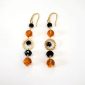 Cercei amberia din agat negru si chihlimbar mexican