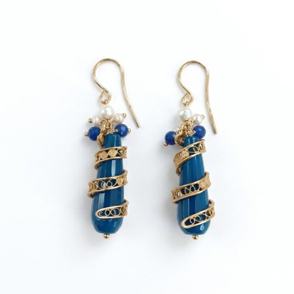 Cercei sharon din agat albastru si spirale filigran 1 Cercei sharon din agat albastru si spirale filigran 1