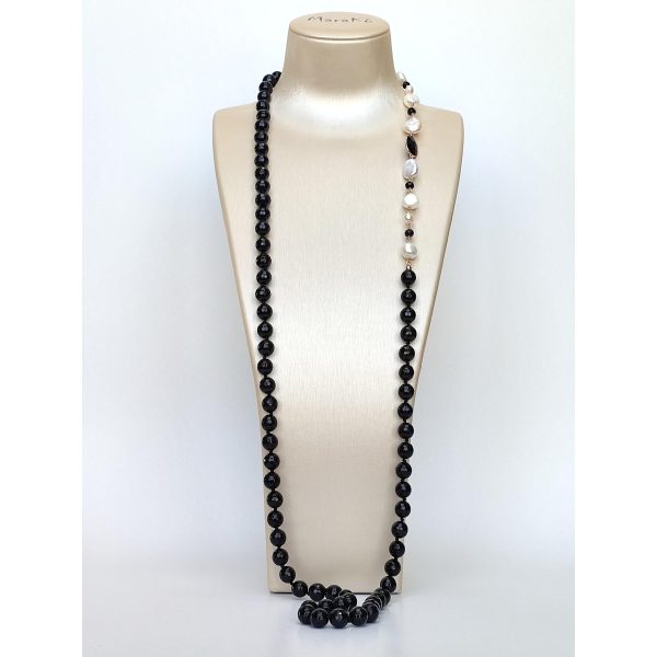 Colier celebrity charleston din agat negru si perle Colier celebrity charleston din agat negru si perle