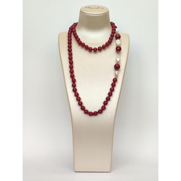 Colier celebrity charleston din agat rubiniu si perle 1 Colier celebrity charleston din agat rubiniu si perle 1