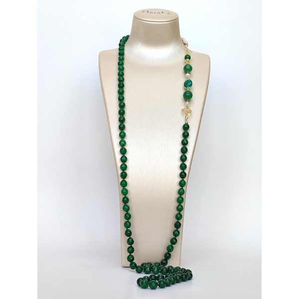 Colier celebrity charleston din agat verde perle si cuart 2 Colier celebrity charleston din agat verde perle si cuart 2