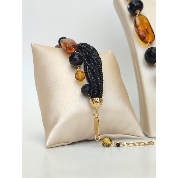 Set amberia din agat negru si chihlimbar mexican 2 Set amberia din agat negru si chihlimbar mexican 2