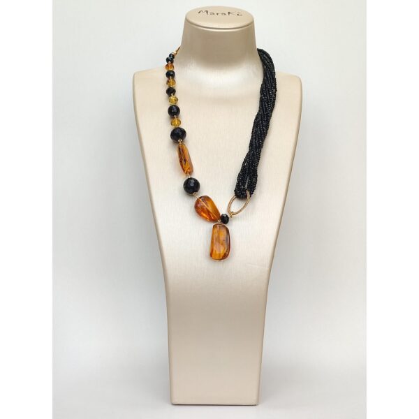 Set amberia din agat negru si chihlimbar mexican 3 Set amberia din agat negru si chihlimbar mexican 3