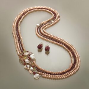 Set Remarkable din perle, granat, cuarț și citrin