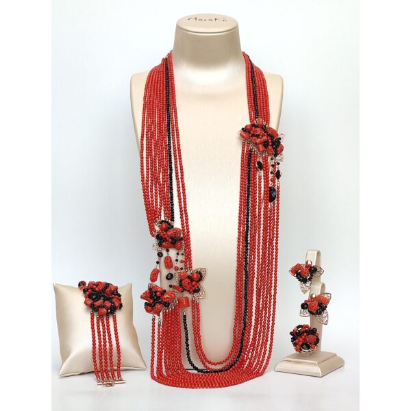 Set supreme din coral natural coral de bambus si agat 10
