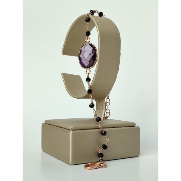 Bratara fortuna rozariu cu spinel negru si ametist Bratara fortuna rozariu cu spinel negru si ametist