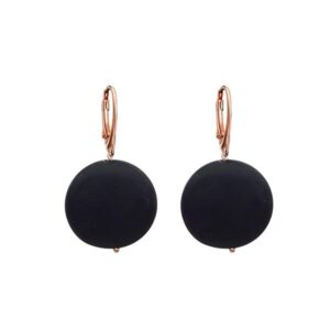 Cercei timeless cu disc din agat negru satinat